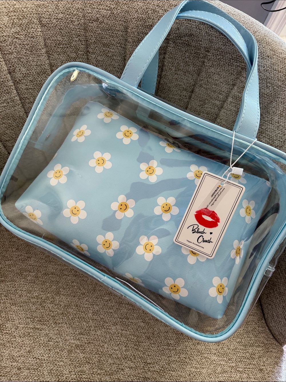 Light Blue Daisy Clear Tote Bag